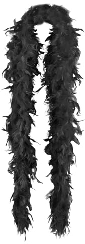 SNBUHA Boa di Piume Nero, Soffici Accessorio per Costume, Tacchino Sciarpa di Piume per Feste Festival Orgoglio Halloween Natale Carnevale Cosplay, 2m, 40g