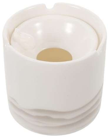 Cabilock Cenicero de Cerámica con Tapa a Prueba de Viento, Redondo, Color Claro, Diseño Moderno para Interiores y Exteriores, Cenicero para Escritorio y Terraza, Fácil Limpieza, Adecuado