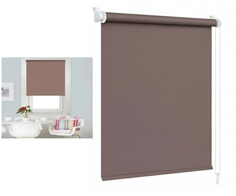 Estores Enrollables Opacos | con Tejido de Calidad | Poliester | Efecto Blackout | Oscurecimiento Total y Privacidad para Salón, Dormitorio, Baño y Oficina |180x120 cm (Marron)