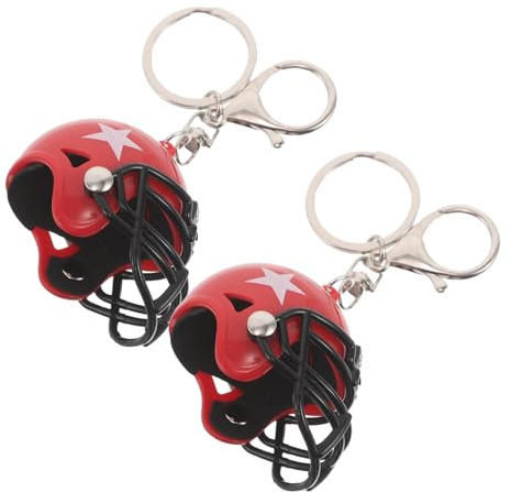 HANABASS Football Schlüsselanhänger Helm Anhänger aus Kunststoff und Legierung 2 Stück Realistisches Design Sicherer Schlüsselanhänger für Jungen und Sammler Party Gastgeschenk
