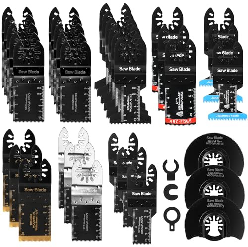 JOYBOY Hojas de Sierra Oscilantes,34pcs Cuchillas Multiherramienta,Accesorios Multiherramienta Universal para Cortar Madera,Clavos,Metal Sierra multifuncion Kit de Hojas de Sierra