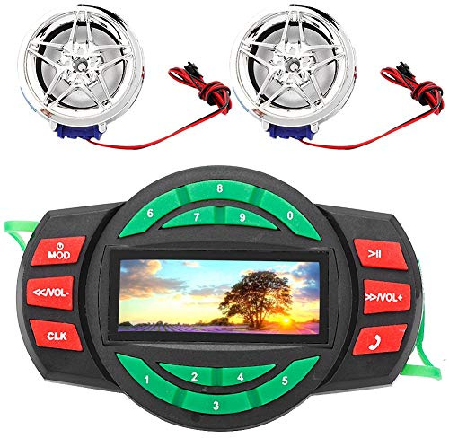 Pongnas LCD-motorcykel MP3-spelare med Handsamtal, FM-radio, USB/TF-uppspelning, Larm och Telefonladdning – IPX6-klassad