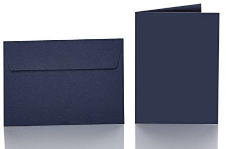 Paper24 25 Faltkarten blanko mit Umschlag 120x170 mm, Briefumschläge B6, Doppelkarten mit Umschlag sind ideal für Geburtstag in Dunkelblau