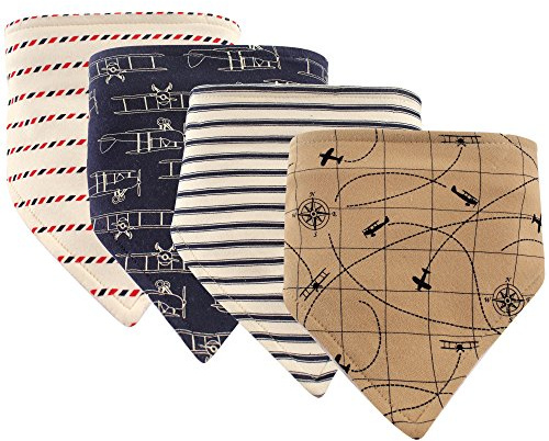 Hudson Baby Unisex Baby Cotton Bandana Bibs, Airplane, One Size