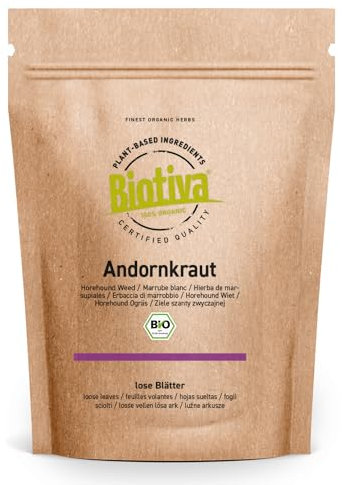 Tisane de marrube blanc bio 100g - Feuilles de marrube blanc coupées - Plante médicinale de l'année 2018 - Marrubium vulgare - Conditionné en Allemagne - Biotiva