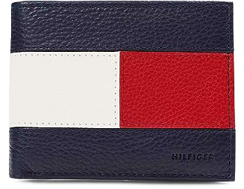 Tommy Hilfiger Herren Leder Geldbörse - Slim Bifold mit 6 Kreditkartenfächern und abnehmbarem Ausweisfenster