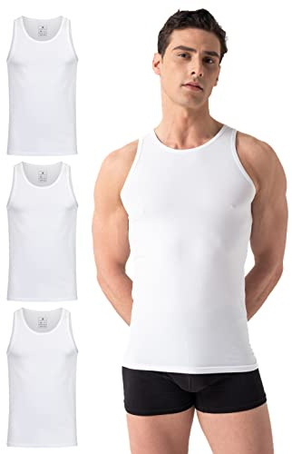 Burnell & Son - Unterhemd Herren 3er Pack - Tank Top Achselshirts aus Stretch Baumwolle - Herren Unterhemden Slim Fit in Weiss und Schwarz - Tanktop