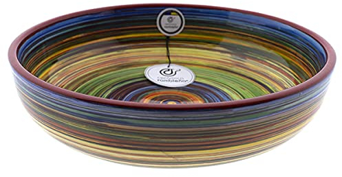 CERÁMICA RAMBLEÑA | Ensaladera cerámica | Ensaladeras originales | Ensaladeras decoración Arcoiris - Modelo 16 | Decoración 100% hecho a mano | 27x27x7 cm