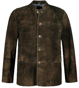 JP 1880 Tradizionale Giacca Janker di Pelle Scamosciata, Disponibile Fino alla tg. 70 Marrone mogano 62 797079115-62
