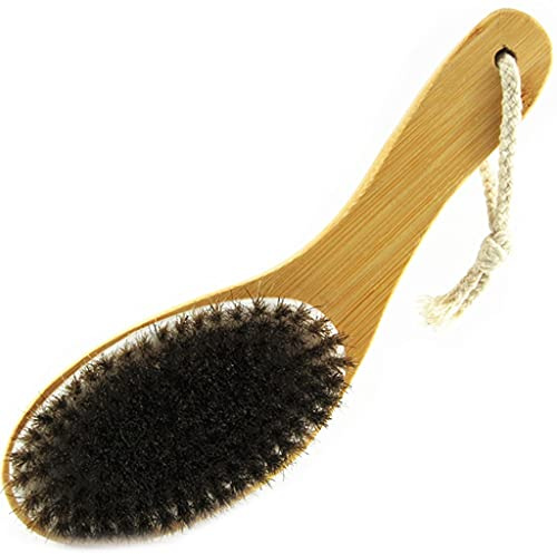 DXIUMZHP Body Brush Shower Rückenbürste Mit Rosshaarborsten Aus Bambus Rutschfester Griff, Peeling, Durchblutung Anregen (Color : Black, Size : 9.8 * 2.8inches*2)