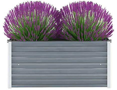 Susany Gartenpflanzen Hochbeet Gartenbeet Verzinkter Stahl Frühbeet | Pflanzkasten für Garten Blumen Gemüse 100 x 40 x 45 cm Grau