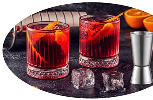 Topkapi Bar & Lounge 251.151 - Set di 2 bicchieri Negroni da cocktail Alfredo – Fantastico per Negroni, 355 ml, con doppio giigger per mescolare