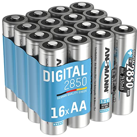 ANSMANN Akku Mignon AA 2650 mAh 1,2V NI-MH, 16 Stück, wiederaufladbar, hohe Kapazität ideal für Kameras, Blitzgeräte, Digitalkameras, Wildkameras