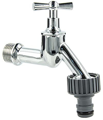 tecuro Auslaufventil 1/2 Zoll, Knebeloberteil, Steckkupplung - Messing hochglanzverchromt - 22752-P