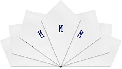 Warwick & Vance Taschentücher für Herren und Herren, Satin, mit blauen gestickten Initialen, 7 Stück, M, 40cm x 40cm