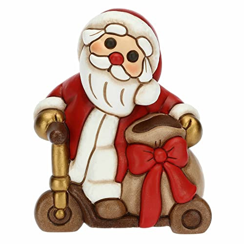 THUN - Natale 2022 - Soprammobile Babbo Natale su Monopattino in Ceramica Decorata a Mano - Idea Regalo Natale 2022-8x6x10.5 cm h