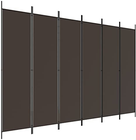 vidaXL Biombo Divisor de 6 Paneles Separador Decoración Habitación Dormitorio Oficina Pantalla Privacidad Pared Plegable de Tela Marrón