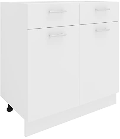 VCM Küchenmöbel Unterschrank 60x46x82 cm 2 Türen Anrichte | Stauraum für Töpfe und Vorräte - Küchenzeile - Für Haushalte - Holzwerkstoff mit höhenverstellbaren Füßen