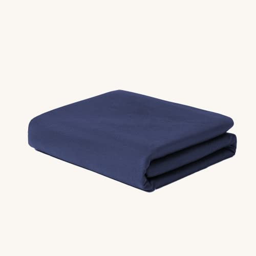 Aimon Weighted Blanket Cover (48x72, Dark Blue, Twin Size, Side Zipper) 100% Cotton Washable Cover for Weighted Blanket, Removable with 8 Ties