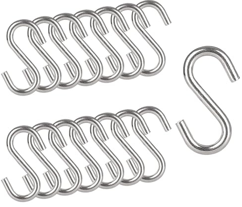 Oungy 15 PCS 304 Stainless Steel S Hooks 3.2 Inch 5/16 Inch Thick Heavy Duty S Hooks S Shaped Utility Hook for Hanging Hammock Stand Swing Plants, Loads up to 550 lbs