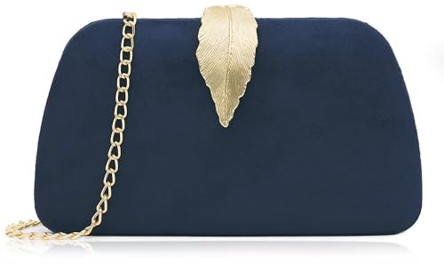 Milisente Clutch Bags For Women Suede Party Evening Bag Bridal Clutches (Navy Blue)