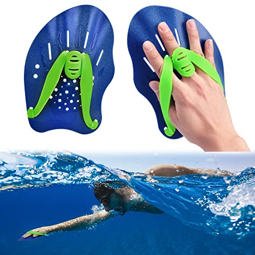 AMFUN Schwimmpaddel, Hand Paddles, Swimming Paddles mit Verstellbaren Riemen, Pool-Übungsgeräte, Krafttrainingshilfe, Krafttrainingshilfe Zubehör Für Schwimmen Frauen Männer Kinder Erwachsene