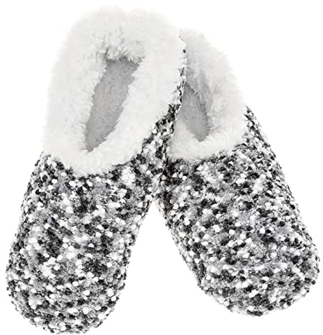 Snoozies! Popcorn supermjuka damtofflor med halkfri sula - Damstorlekar från 3-7, Svart, Small