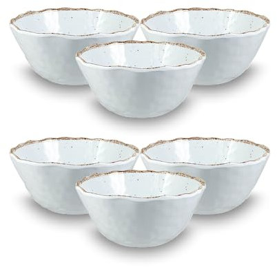 ARCA, Servizio di Ciotole, Set di 6 Ciotole, Realizzate in Melamina, Set per la Tavola, Colore Bianco, Collezione Tierra, 12x6 cm