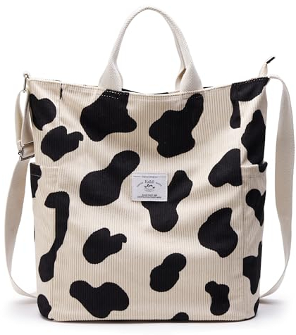 KALIDI Damen Handtasche Cord Shopper Schultertasche Casual Umhängetaschen Groß für Schule Arbeit Alltag Einkauf