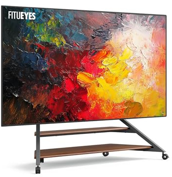 FITUEYES TV Ständer Rollbar für 75-100 zoll großer Fernseher bis 85kg belastbar Mobiler TV Stand höhenverstellbar in 14 Positionen TV Standfuss mit Ablagefläche Kabelmanagement