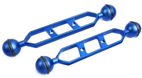 LetonPower Bras d'extension en Alliage d'aluminium à Double Bille de 7, connecteur de tête à Bille de 1, Bras sous-Marin pour Stroboscope/lumière vidéo/Plateau pour caméra de plongée (2pack)