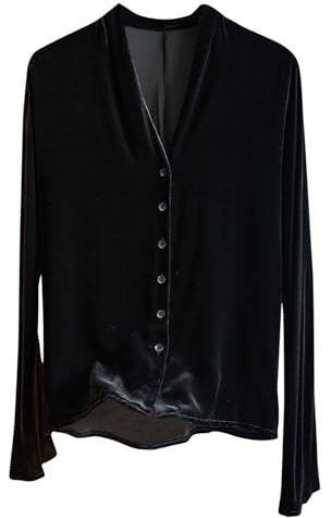 WOXIHUAN Camicetta Donna Manica Lunghe Blusa in Velluto Camicia con Scollo a V Tinta Unita Top Tunica Elegante