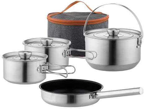 GAUDIO Gavetta Scout, Cucina da Campeggio, Utensili Portatili Accessori Campeggio di Pentole, per Viaggi con Zaino in Spalla Cucina All'interno Escursionismo (Size : Four-piece set)