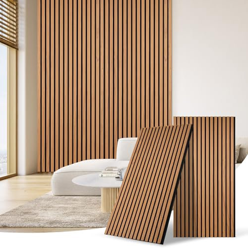 DOLLAR BOSS akustikpaneele holz, 3d wandpaneele holz 120x60cm 2 Stück wandverkleidung holz, holzpaneele wand, panel wand, akustikplatten, dekorative wall panels für Büro und Zuhause, Eiche