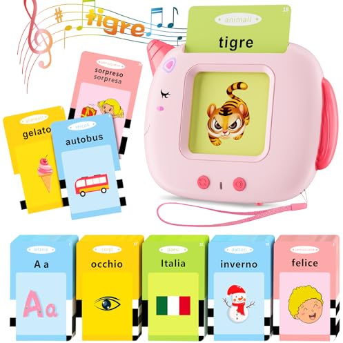 Italiano Standard, Educativi Flashcards Parlanti, Amico Vocabolo Gioco 2-6 Anni, 400 Parole Giocattoli Montessori Apprendimento, Prescolari Giochi Educativi, Regali Bambini 2,3,4,5,6 (Rosa, IT)