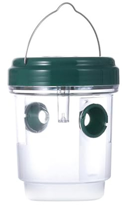 Wizoowip Piège à Insectes pour terrasse de Piscine, avec lumières LED solaires, piège à Insectes à Double Chambre Suspendue, répulsif Contre Les Mouches Vert