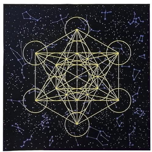 LARUISEE Metatrone's Cub - Tapiz de tela para altar con rejilla de cristal, tela espiritual para lugares sagrados, cubierta de mesa de tarot, tela de altar de bruja, tela de altar, tela de altar, tela