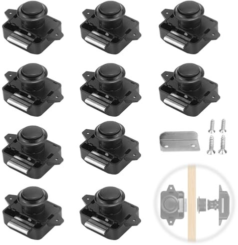 PRITOK - Serratura per porte mobili, 10 pezzi, per camper, camper, caravan, yacht, armadio, colore nero