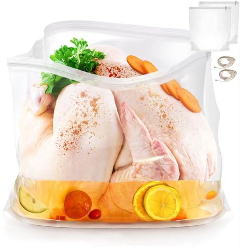 2 Pack 22×26 Turkey Brine Bags Extra Large brine bags for Turkey Holds up 40lb, Thickened Turkey Brining Bags with 2 removable zipper assist clips and Cotton Strings, turkey marinade bag
