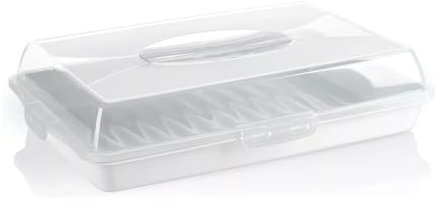 Stolmet Cake Box, Plastic Clear Cake Carrier, Reusable Storage Container for Cupcakes, Muffins or Cakes, Many Styles, Ideal for Transporting Pastries, Cake Box with Lid (Ivory Rectangle)