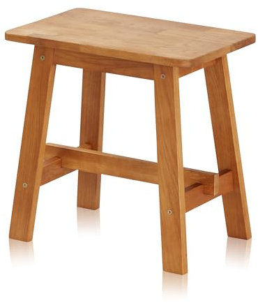 KHG Hocker Sitzhocker Flur Garderobenhocker Holzhocker 29x45x29 cm - Eiche Holz Massiv bis 110 kg belastbar - Pflanzenhocker Landhausstil geölt