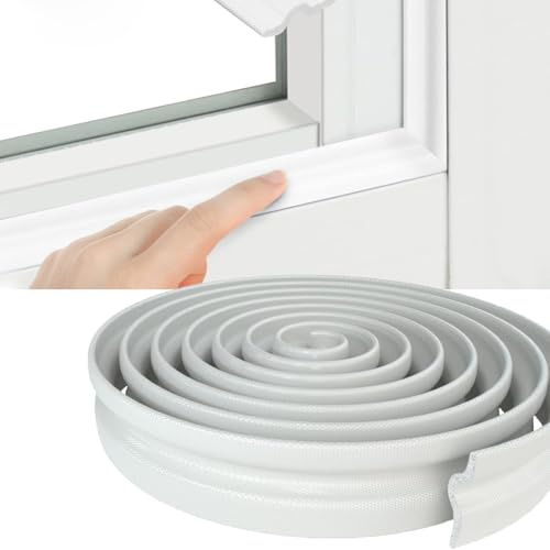 SIGANDG Abdichtung fenster zugluft, dichtung selbstklebend, abdichtband abdichten, zugluftstopper für türen, schaumstoffband, fensterdichtungen flügelfalzdichtung (Weiß, 5M)