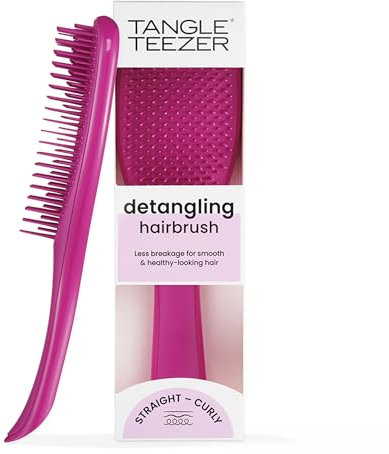 Tangle Teezer Ultimate Detangler Brosse à Cheveux Démêlante pour Cheveux Secs et Mouillés, Picots à 2 Niveaux, Réduit la Casse et Élimine les Nœuds, Tous Types de Cheveux, Rose Framboise Électrique