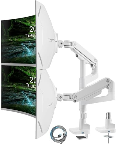 ARES WING Monitorhalterung 2 Monitore mit USB,17–49Zoll, 20kg/Arm, Weiß