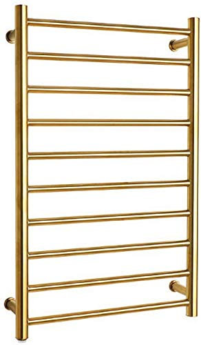 Moderno scaldasalviette elettrico a parete con 10 barre a risparmio energetico in acciaio inox portasciugamani per bagno di piccole dimensioni finitura a specchio colore oro