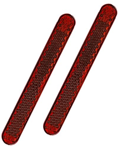 Yphzmtz 2 Stück Rote E4-geprüfte Reflektoren hinten für Motorrad, Fahrrad, ATV, Scooter – Selbstklebend, Rechteckig (100x13x7mm) mit Katzenaugen-Design