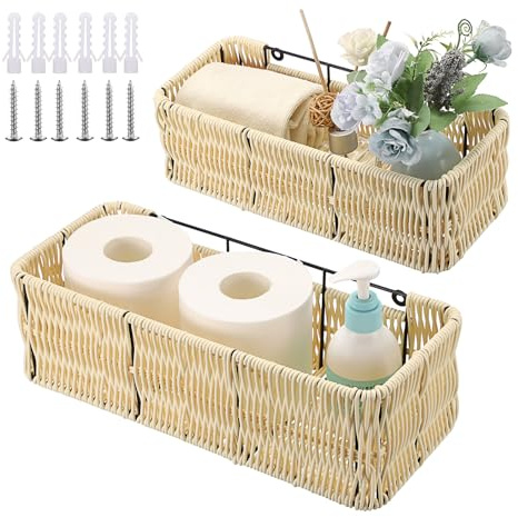 OGANAZI Set di 2 cestini per WC fatti a mano, decorazione per bagno, topper per carta igienica