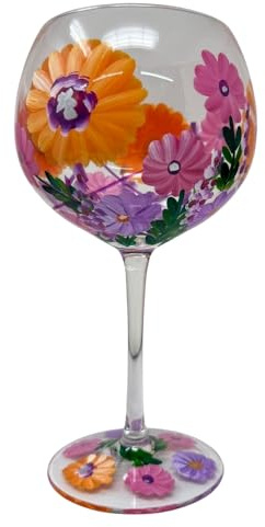 HTUK Hand Painted Sunflower Gin Glass - Multicoloured Balloon Gift Box