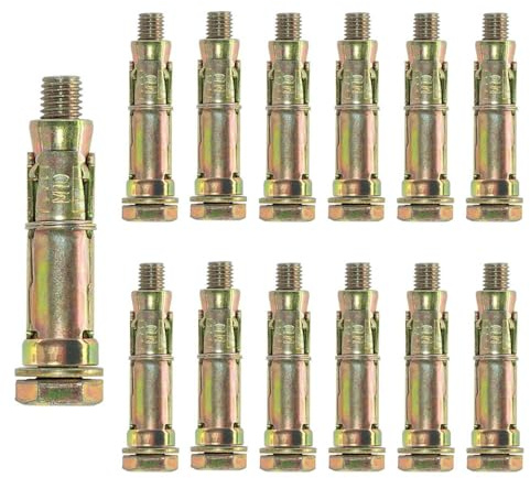 12pcs Heavy Duty Anchor Bolts, M10*70mm Expansion Bolts Concrete Screws, Wall Fixings Plugs, Wall Anchors for Brick Masonry, Drywall