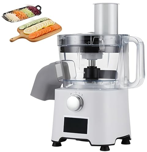 Robot culinaire Robuste 800W, Dicer Commercial avec 2 Lames, 3 Vitesses et minuterie | Cutter de Carotte de 5 Secondes, Mine de Viande, trancheuse de Fruits, Blanc